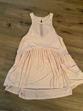 POL's Pale Pink Mesh Yoke Sleeveless Top